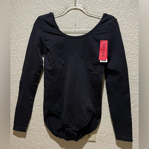 NWT Spanx The Base Long Sleeve Bodysuit in Black Size M - Picture 3 of 7